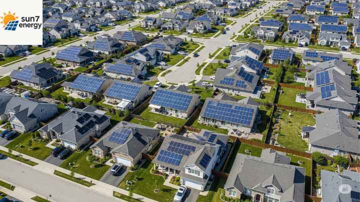 Quanto Você Realmente Economiza com Energia Solar? 4 Imagem aérea de uma instalação solar residencial de grande porte
