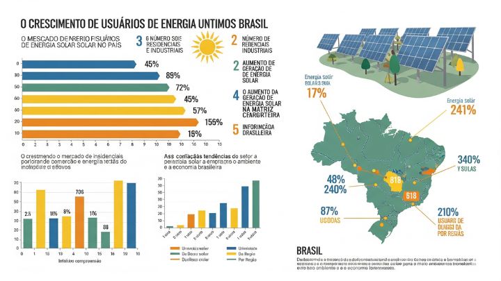 Infográfico de crescimento de usuários de energia solar no Brasil